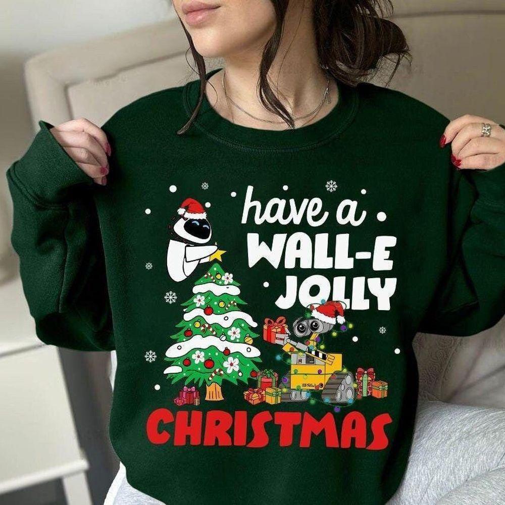 Pixar Walle And Eve Have A Jolly Christmas Disney Vuitino Shirt
